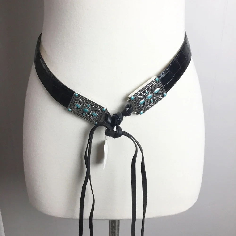 Vintage Brighton Fringe Leather Belt New Size S